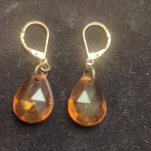 Elegant Gold and Amber Drop Earrings